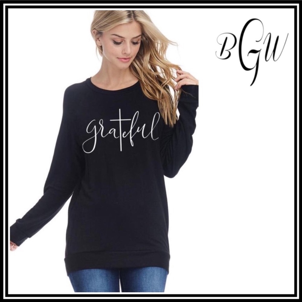 1 Small LEFT!! Grateful Graphic L/S French Terry T